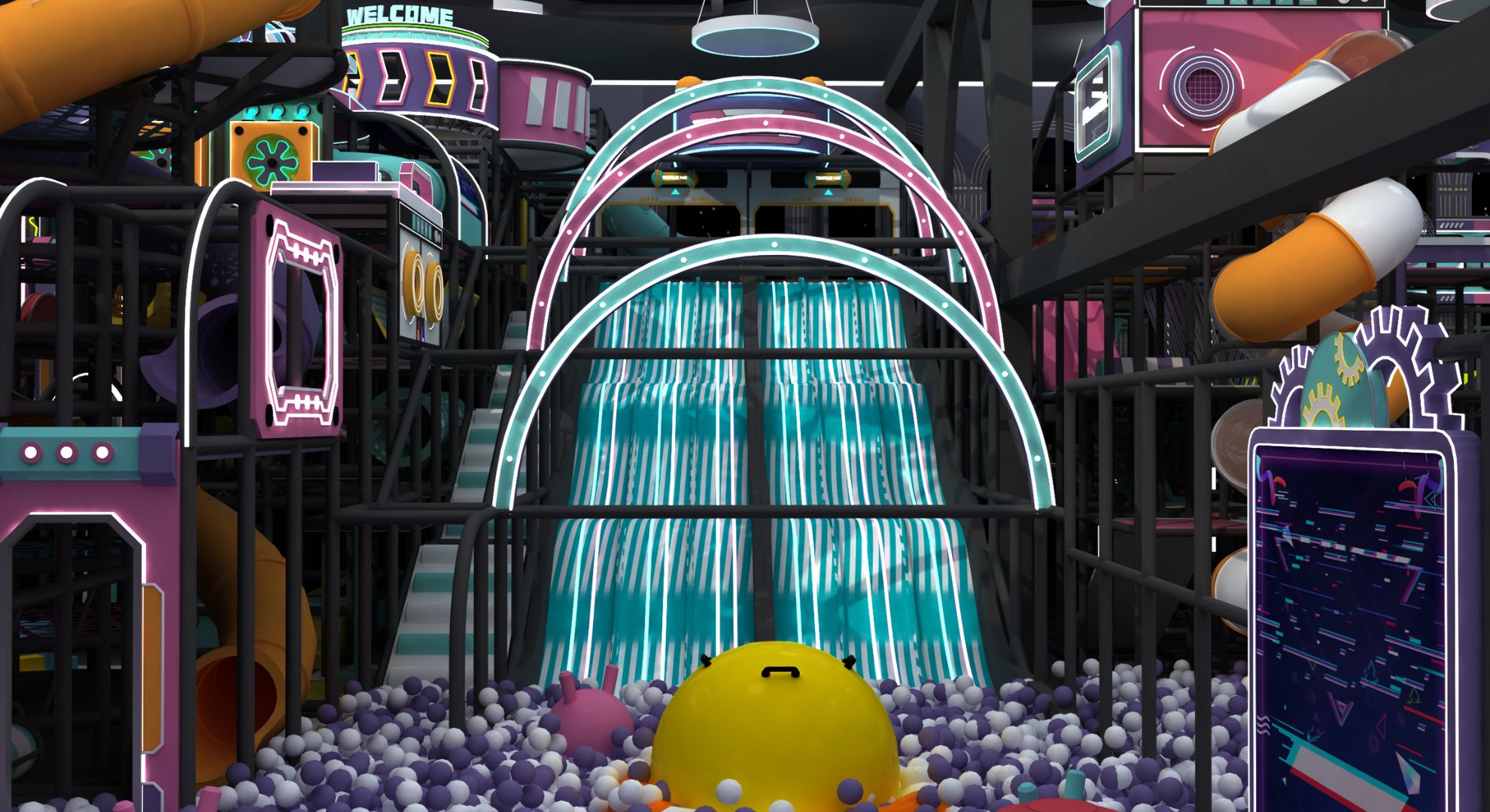 Cyberpunk Theme Amusement Park1