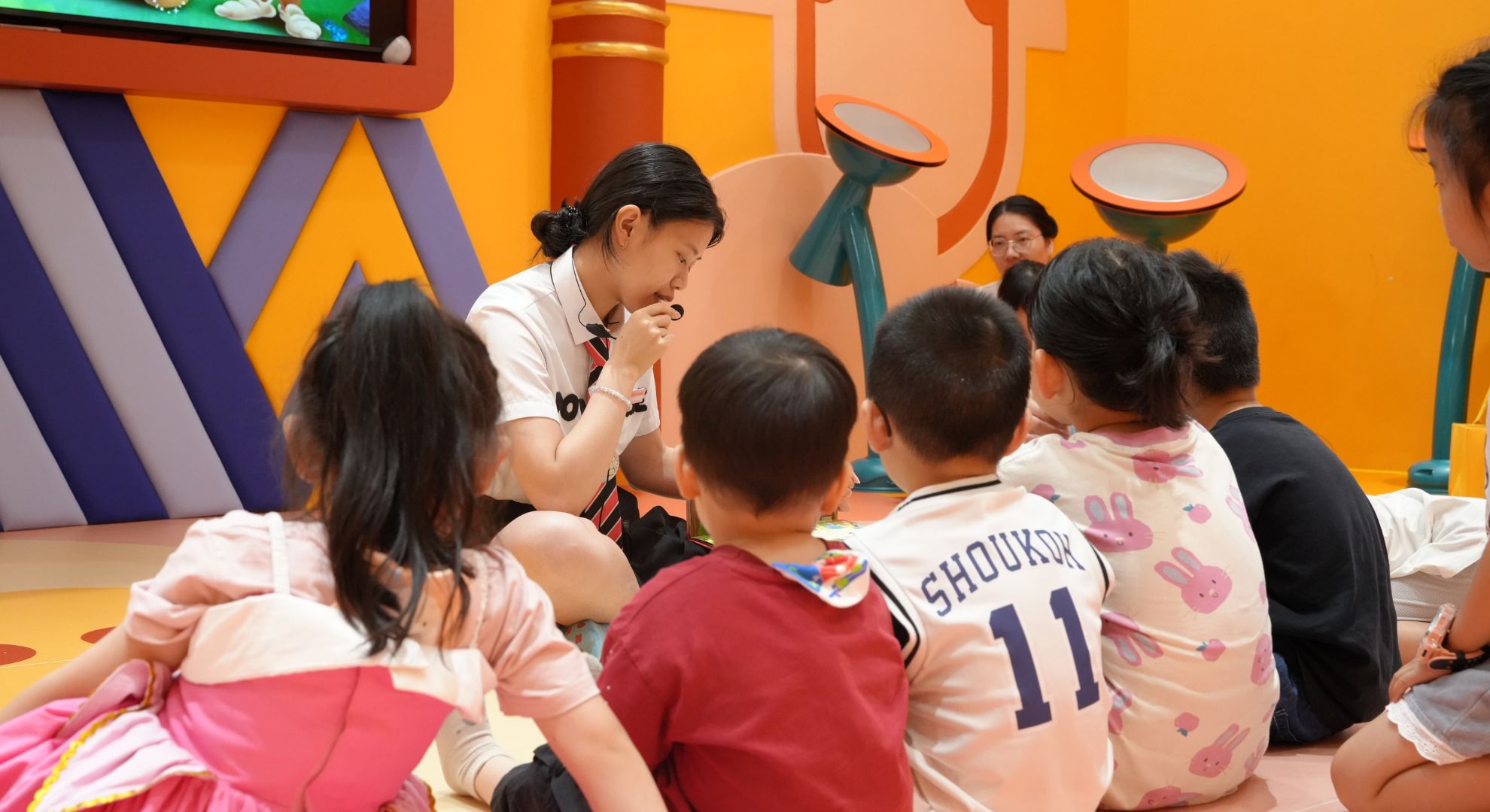 Staff explain the playground safety rules