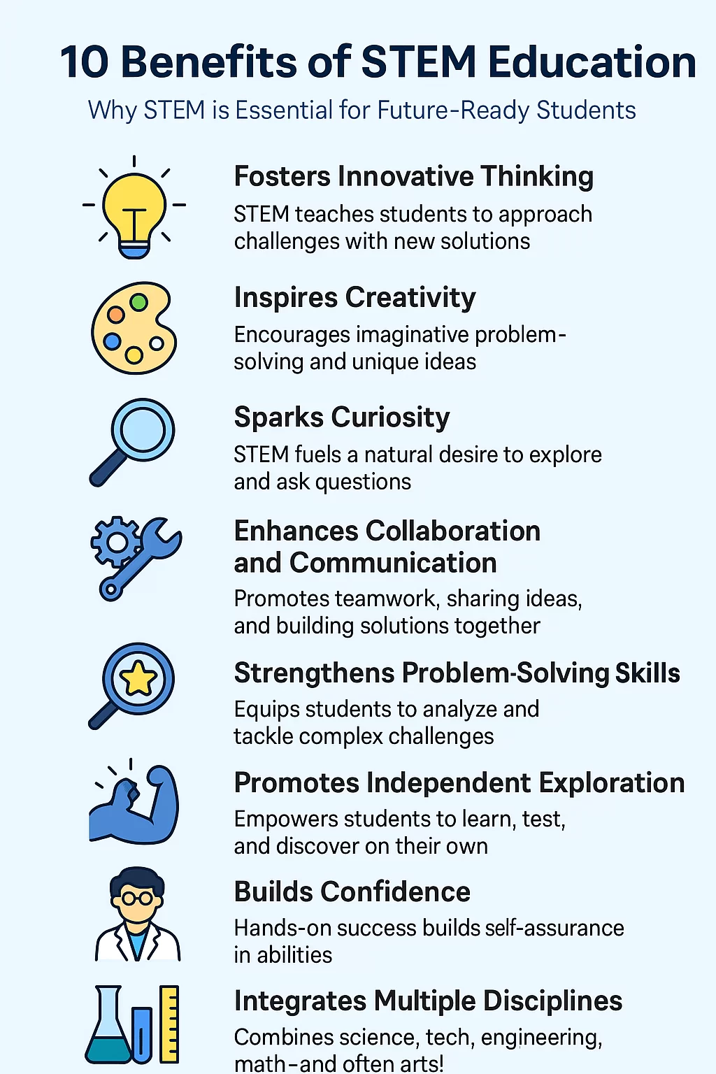 10 Benefits of STEM Education Infographic