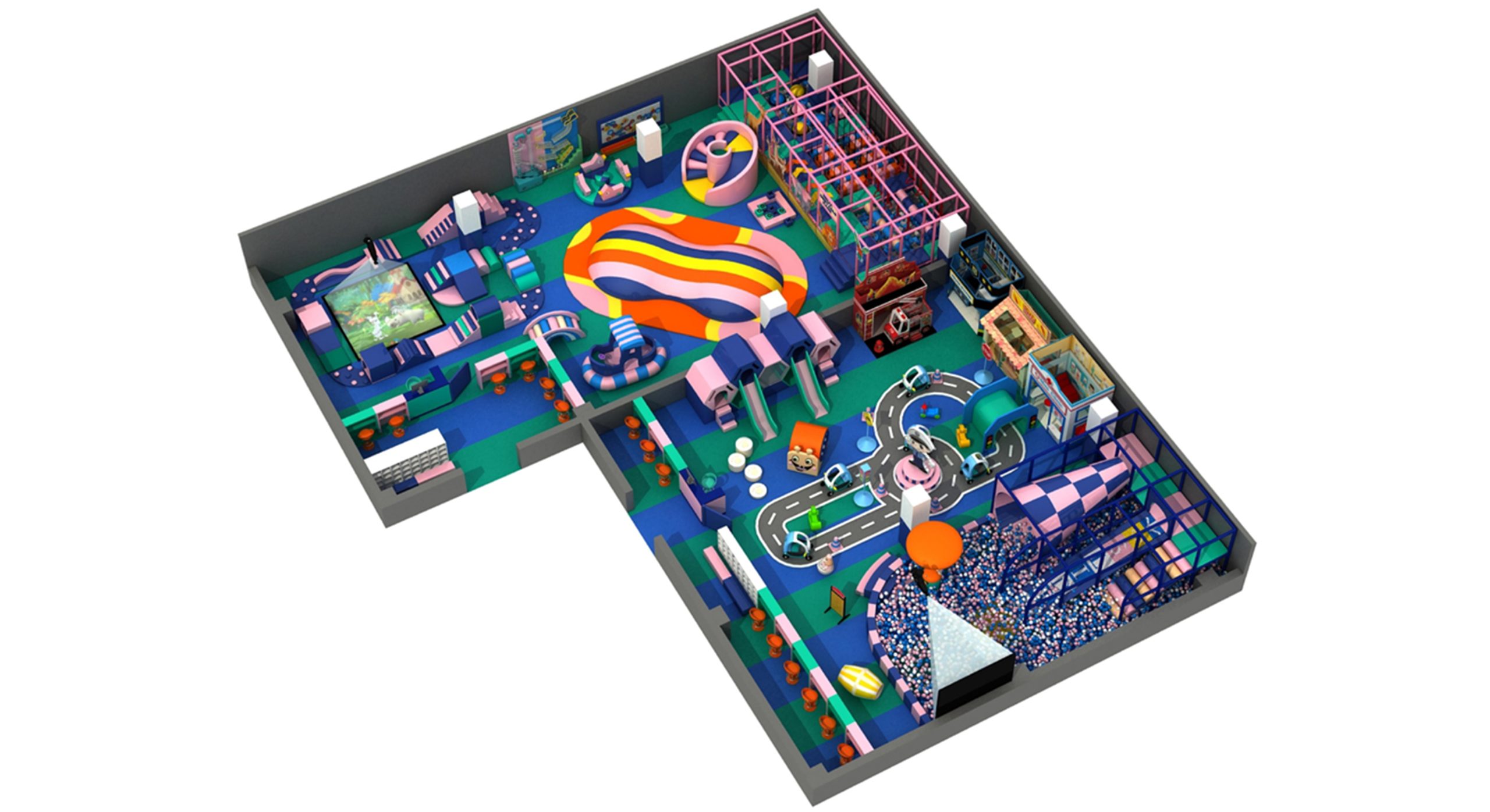 Pink and Blue Themed children's amusement center Design custom Pink and Blue Themed children's amusement center Design custom