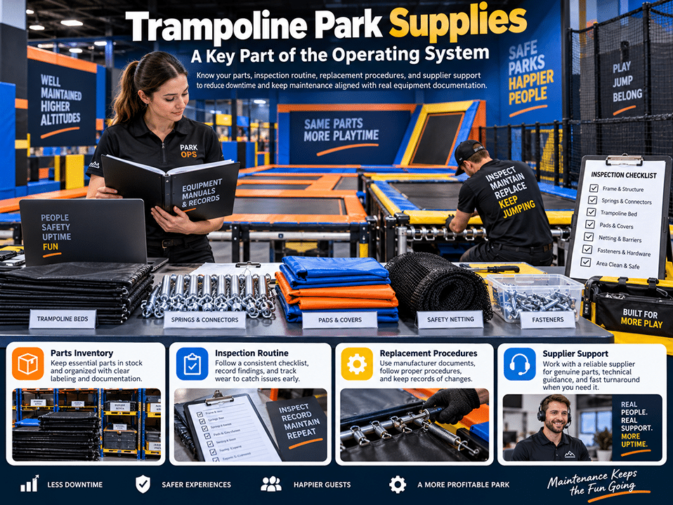 Trampoline Park Supplies: What Spare Parts Should Operators Plan Before Opening? 3 Trampoline park supplies builder