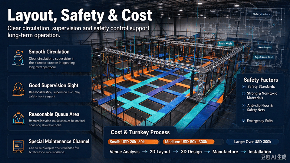 how to design an Indoor Adventure Park 3 layout safety cost builder