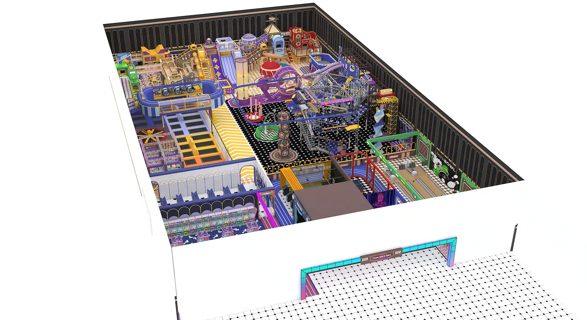 2800sqm commercial family entertainment center 3D layout