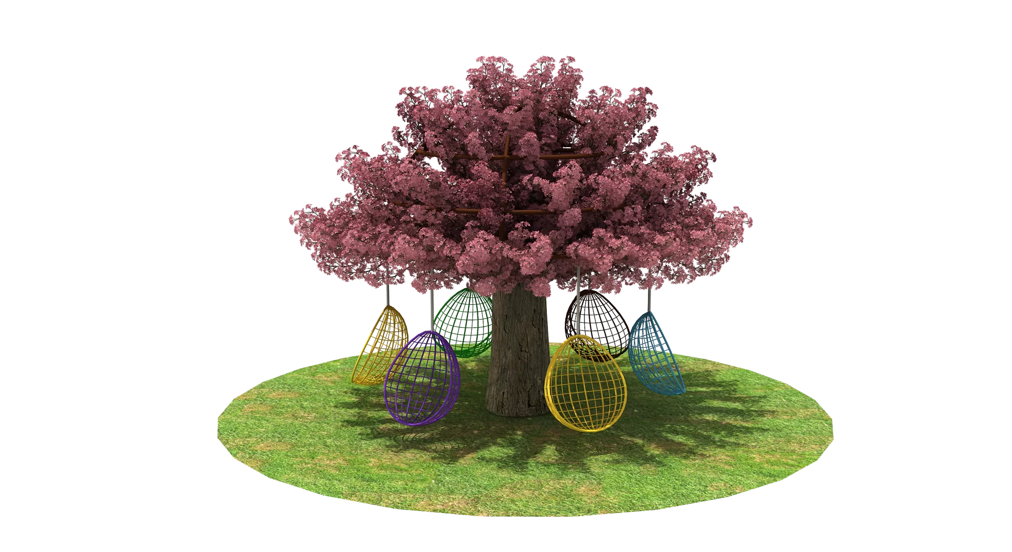 Cherry Blossom Tree Metal Swing Set