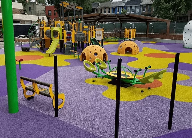 Low Height Climbing Structure With Soft Rubber Surfacing